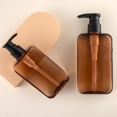工厂现货200ml300ml琥珀色按压扁瓶洗面奶洗手液沐浴露瓶乳液瓶子